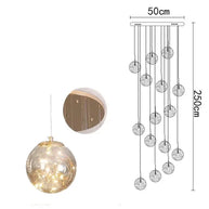 Sparkling Globes Staircase Chandelier – Modern Pendant Light Fixture-MinimalisticDecor.com