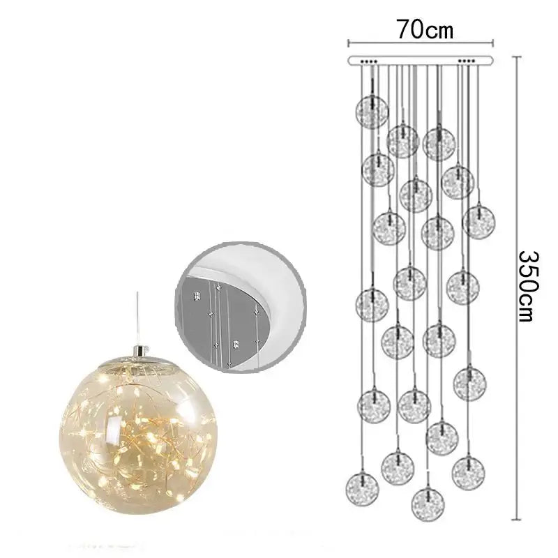 Sparkling Globes Staircase Chandelier – Modern Pendant Light Fixture-MinimalisticDecor.com