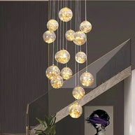 Sparkling Globes Staircase Chandelier – Modern Pendant Light Fixture-MinimalisticDecor.com