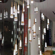 Spiral Cones Staircase Chandelier – Electroplated Aluminum LED Pendant Light-MinimalisticDecor.com
