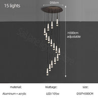 Spiral Cones Staircase Chandelier – Electroplated Aluminum LED Pendant Light-MinimalisticDecor.com