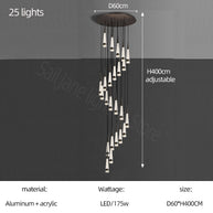 Spiral Cones Staircase Chandelier – Electroplated Aluminum LED Pendant Light-MinimalisticDecor.com