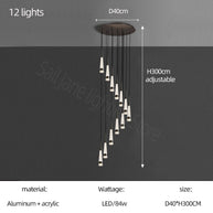 Spiral Cones Staircase Chandelier – Electroplated Aluminum LED Pendant Light-MinimalisticDecor.com