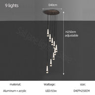 Spiral Cones Staircase Chandelier – Electroplated Aluminum LED Pendant Light-MinimalisticDecor.com