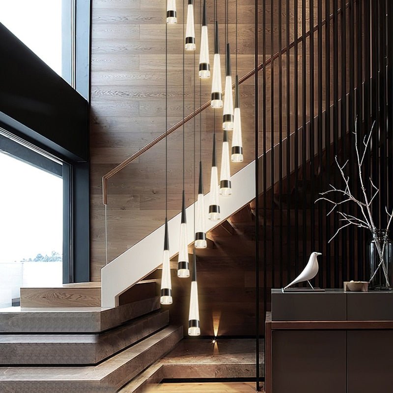 Spiral Cones Staircase Chandelier – Electroplated Aluminum LED Pendant Light-MinimalisticDecor.com