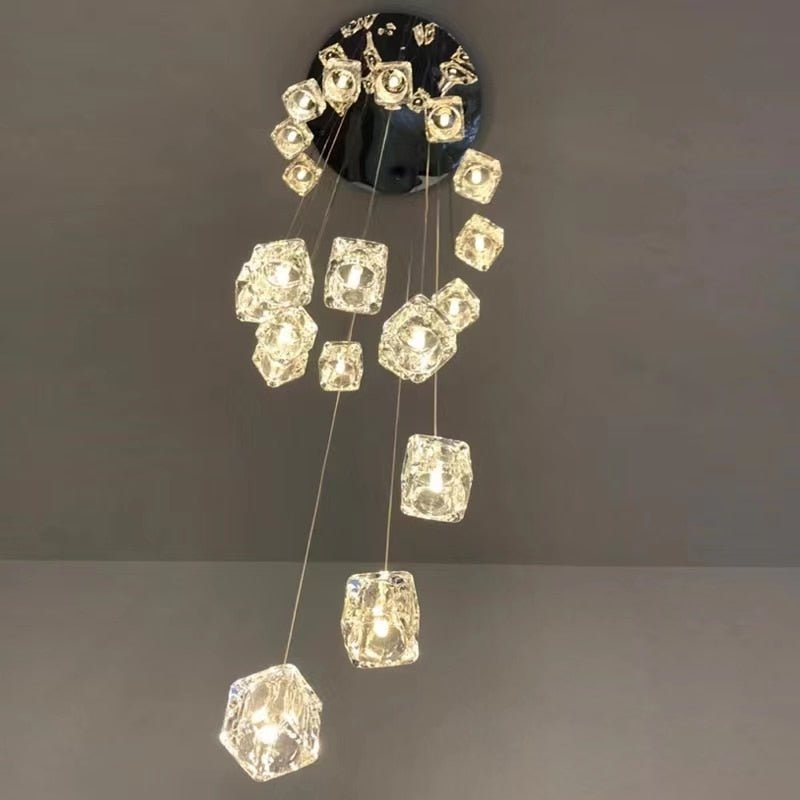 Square Crystal Cubes Chandelier-MinimalisticDecor.com