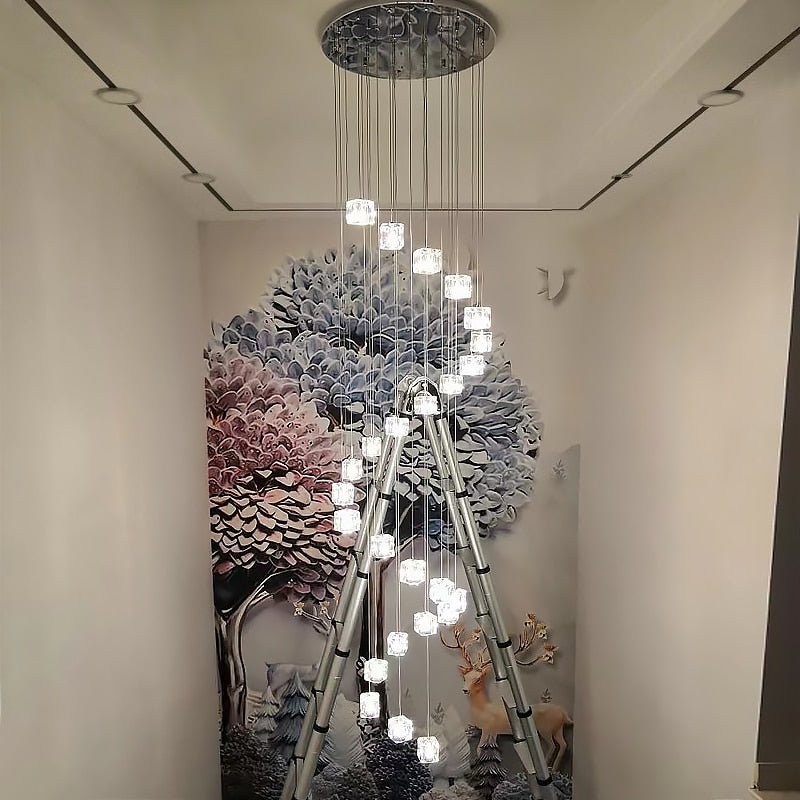 Square Crystal Cubes Chandelier-MinimalisticDecor.com