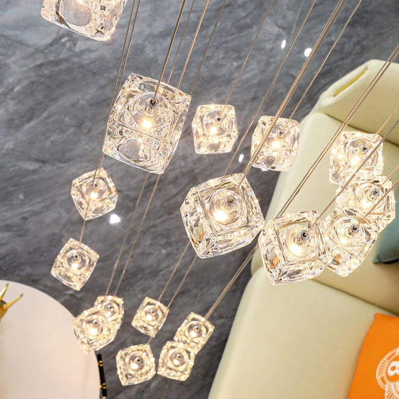 Square Crystal Cubes Chandelier-MinimalisticDecor.com