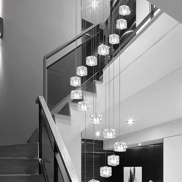 Square Crystal Cubes Chandelier-MinimalisticDecor.com