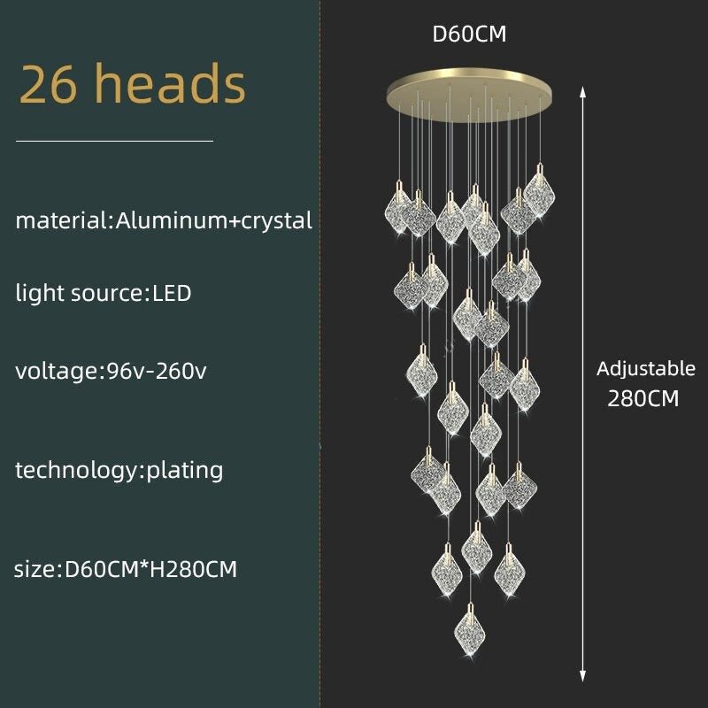 Square Crystal Pendant Chandelier - Lighting-MinimalisticDecor.com