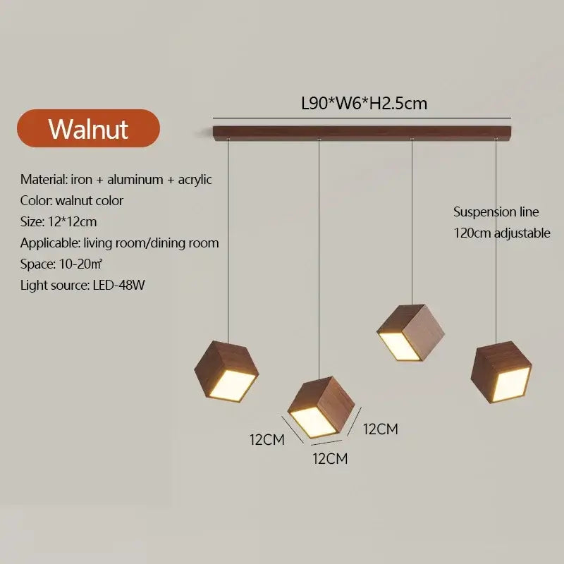 Square Wood Pendant Light – Bamboo &amp; Wooden Hanging Chandelier-MinimalisticDecor.com