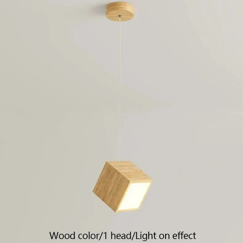 Square Wood Pendant Light – Bamboo &amp; Wooden Hanging Chandelier-MinimalisticDecor.com
