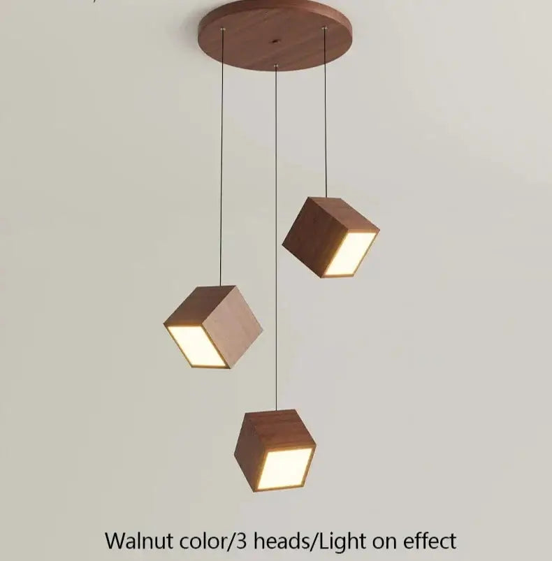 Square Wood Pendant Light – Bamboo &amp; Wooden Hanging Chandelier-MinimalisticDecor.com