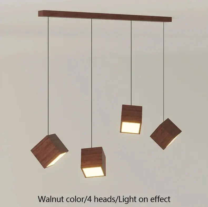 Square Wood Pendant Light – Bamboo &amp; Wooden Hanging Chandelier-MinimalisticDecor.com