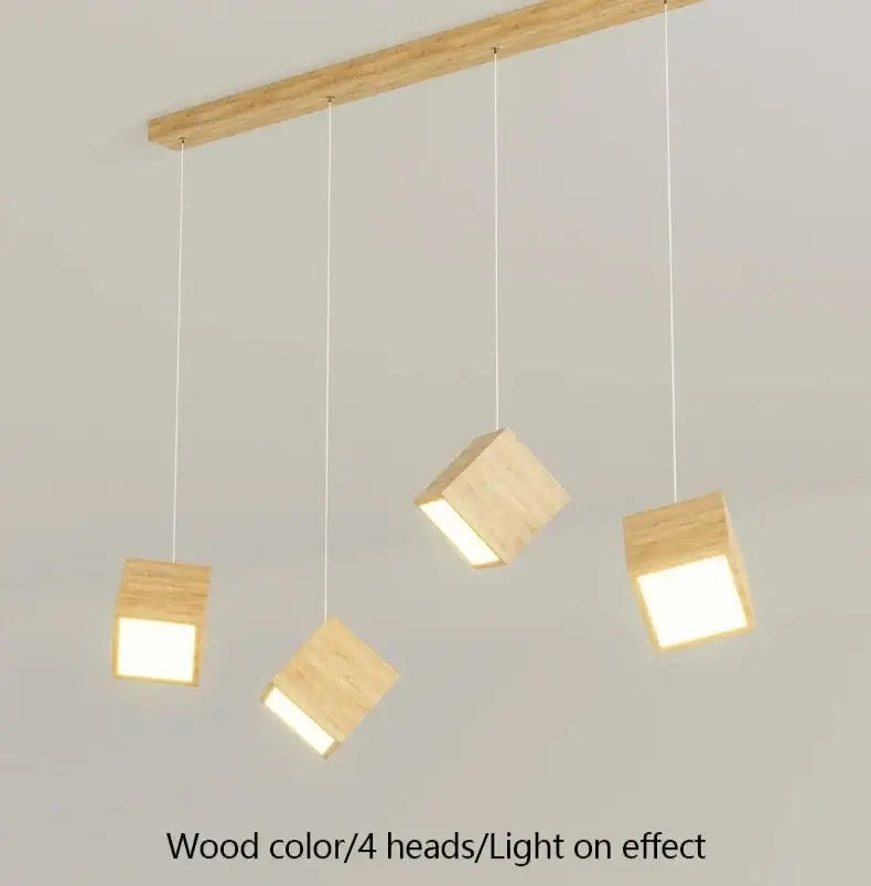 Square Wood Pendant Light – Bamboo &amp; Wooden Hanging Chandelier-MinimalisticDecor.com