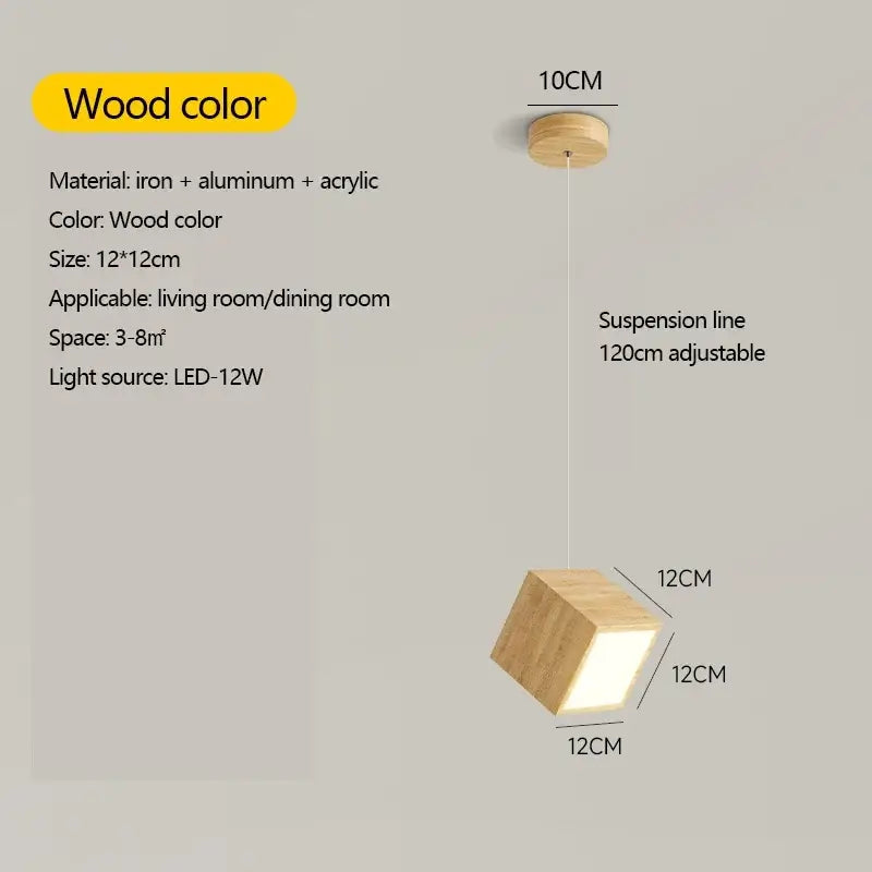 Square Wood Pendant Light – Bamboo &amp; Wooden Hanging Chandelier-MinimalisticDecor.com