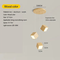 Square Wood Pendant Light – Bamboo & Wooden Hanging Chandelier-MinimalisticDecor.com