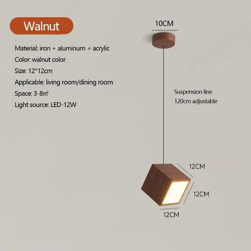 Square Wood Pendant Light – Bamboo &amp; Wooden Hanging Chandelier-MinimalisticDecor.com