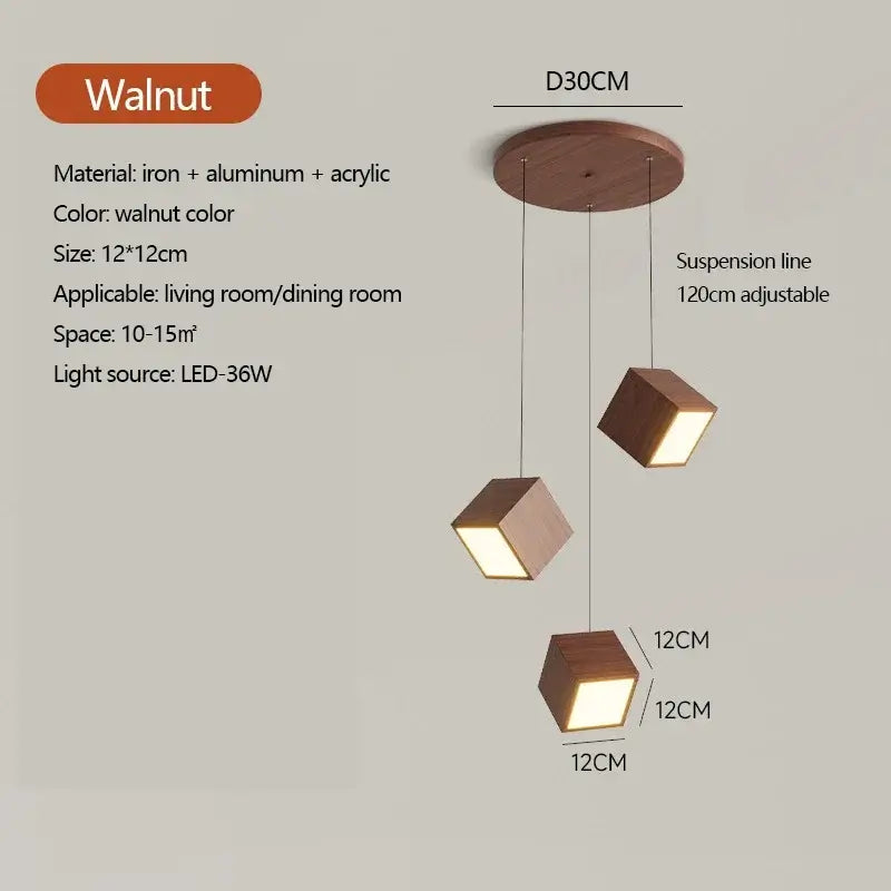 Square Wood Pendant Light – Bamboo &amp; Wooden Hanging Chandelier-MinimalisticDecor.com
