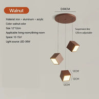 Square Wood Pendant Light – Bamboo & Wooden Hanging Chandelier-MinimalisticDecor.com