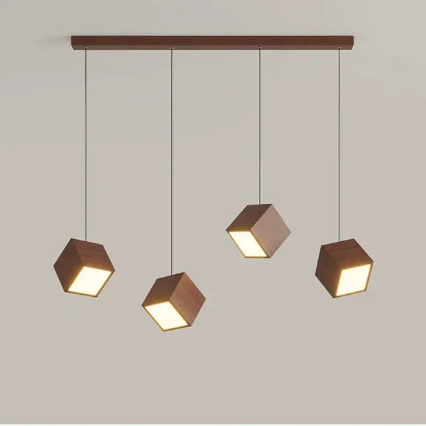 Square Wood Pendant Light – Bamboo &amp; Wooden Hanging Chandelier-MinimalisticDecor.com