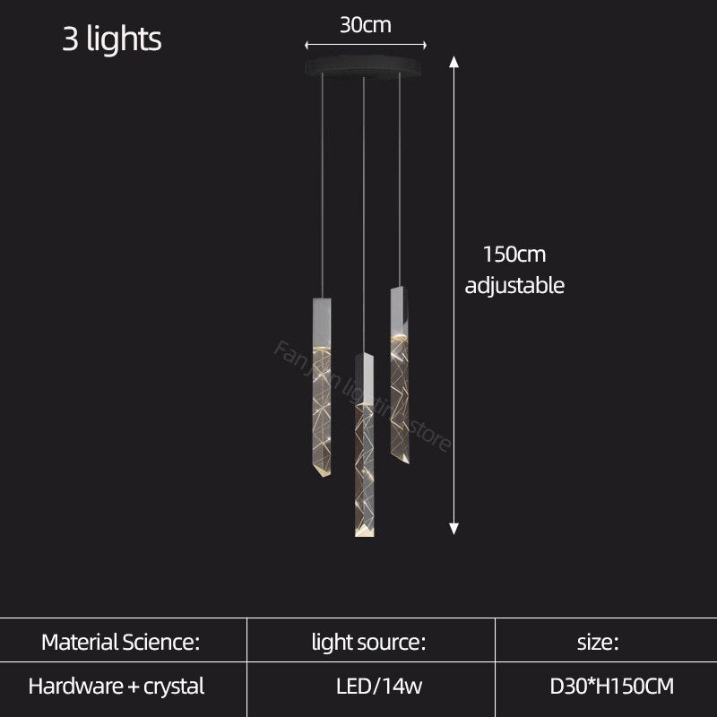Staircase Crystal Tubes Chandelier Light – Elegant Interiors-MinimalisticDecor.com