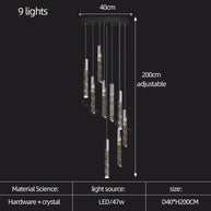 Staircase Crystal Tubes Chandelier Light – Elegant Interiors-MinimalisticDecor.com