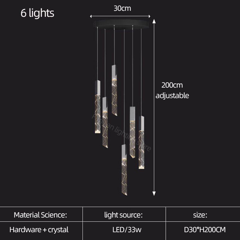 Staircase Crystal Tubes Chandelier Light – Elegant Interiors-MinimalisticDecor.com