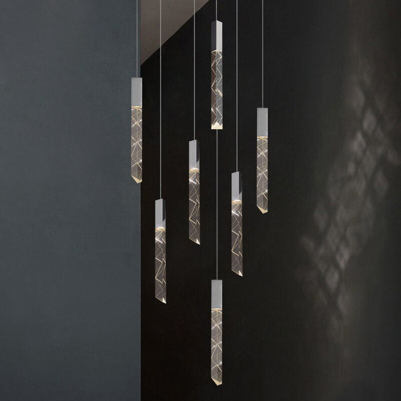 Staircase Crystal Tubes Chandelier Light – Elegant Interiors-MinimalisticDecor.com