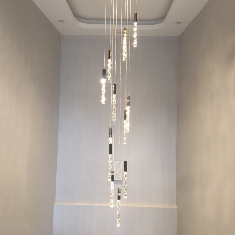 Staircase Crystal Tubes Chandelier Light – Elegant Interiors-MinimalisticDecor.com