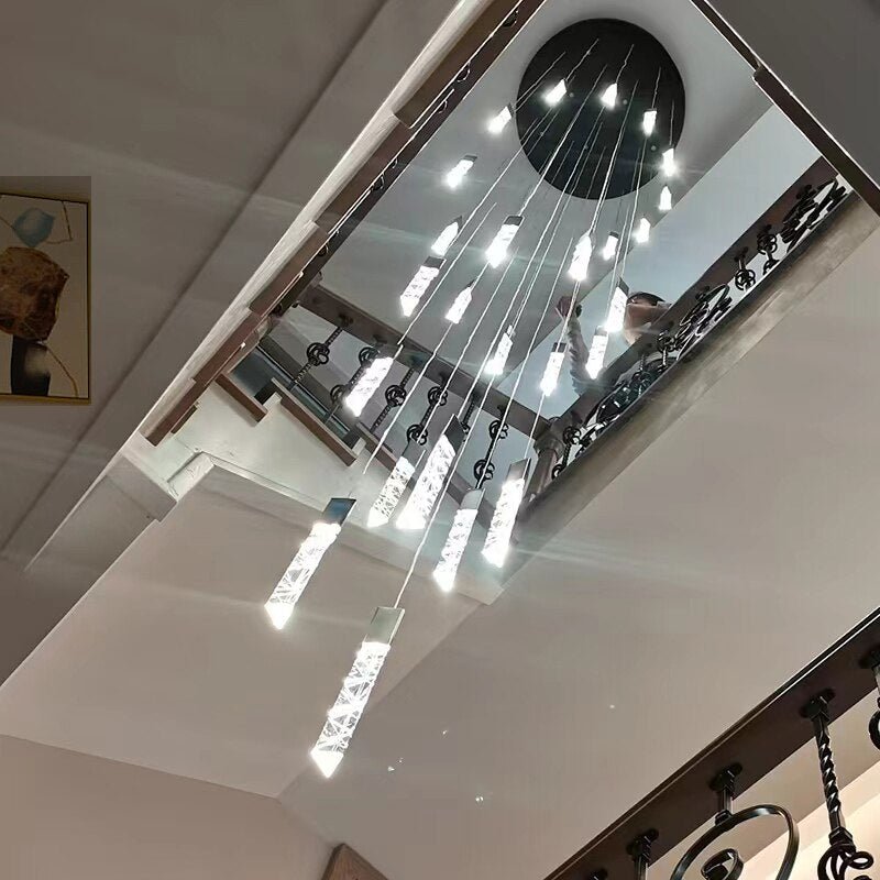 Staircase Crystal Tubes Chandelier Light – Elegant Interiors-MinimalisticDecor.com