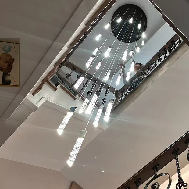 Staircase Crystal Tubes Chandelier Light – Elegant Interiors-MinimalisticDecor.com
