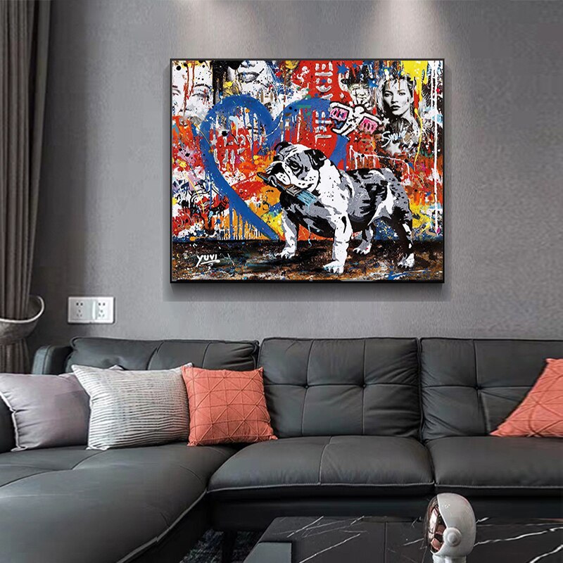 Street Graffiti Art Dog Canvas Wall Art-MinimalisticDecor.com