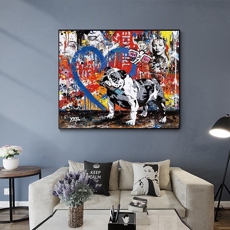 Street Graffiti Art Dog Canvas Wall Art-MinimalisticDecor.com