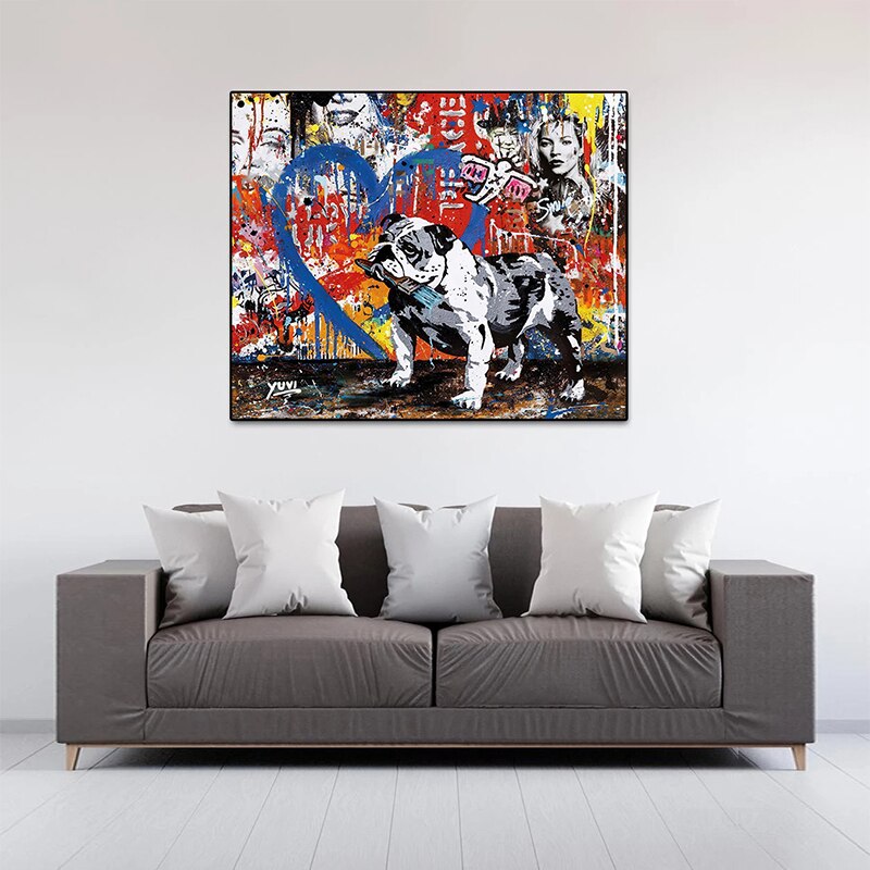 Street Graffiti Art Dog Canvas Wall Art-MinimalisticDecor.com