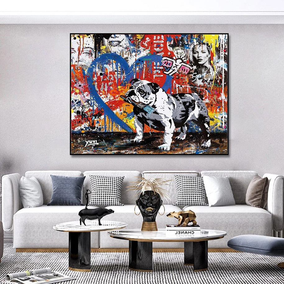 Street Graffiti Art Dog Canvas Wall Art-MinimalisticDecor.com