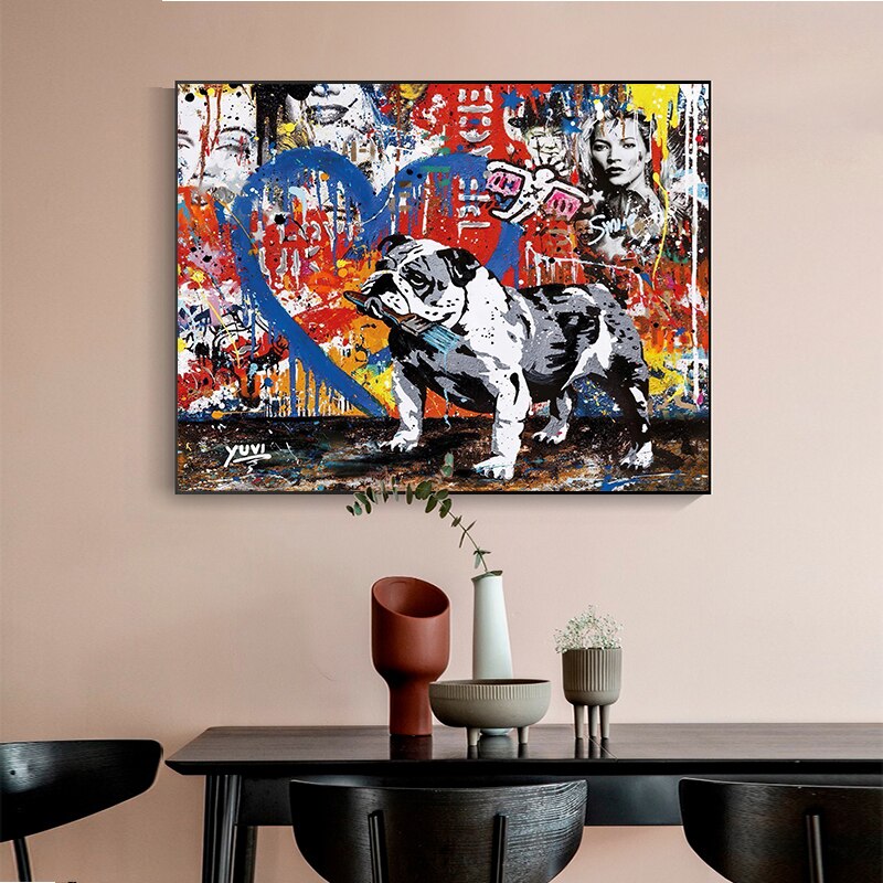 Street Graffiti Art Dog Canvas Wall Art-MinimalisticDecor.com