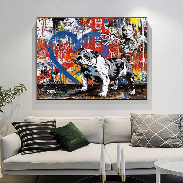 Street Graffiti Art Dog Canvas Wall Art-MinimalisticDecor.com