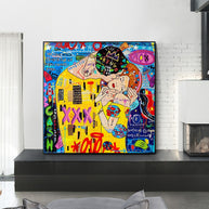 Street Graffiti The Kiss Art Reproduction Canvas Print-MinimalisticDecor.com