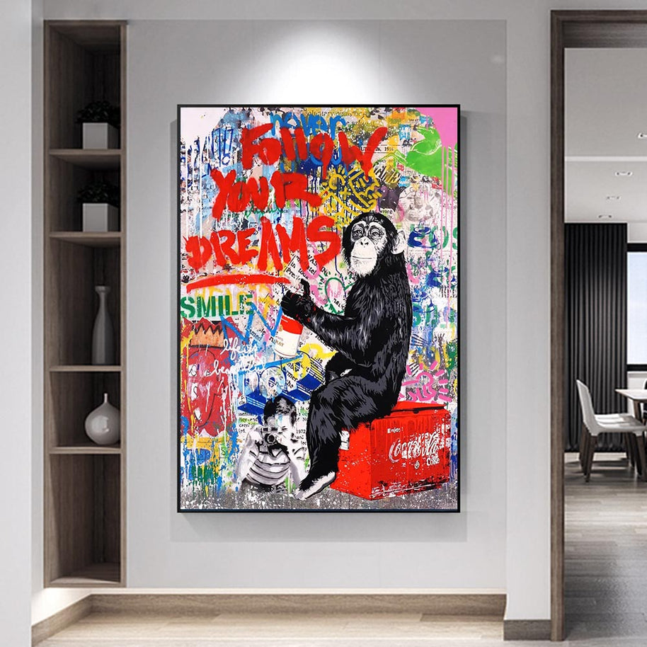 Street Graffiti Wall Art Pop Follow Your Dreams Canvas Wall Art-MinimalisticDecor.com