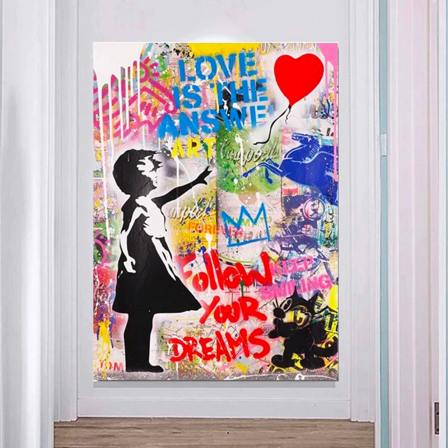 Street Graffiti Wall Art Pop Follow Your Dreams Canvas Wall Art-MinimalisticDecor.com