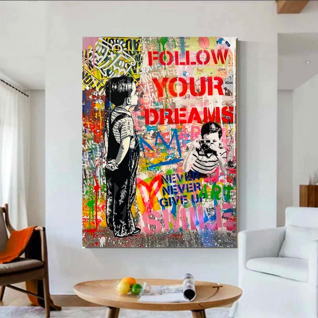 Street Graffiti Wall Art Pop Follow Your Dreams Canvas Wall Art-MinimalisticDecor.com