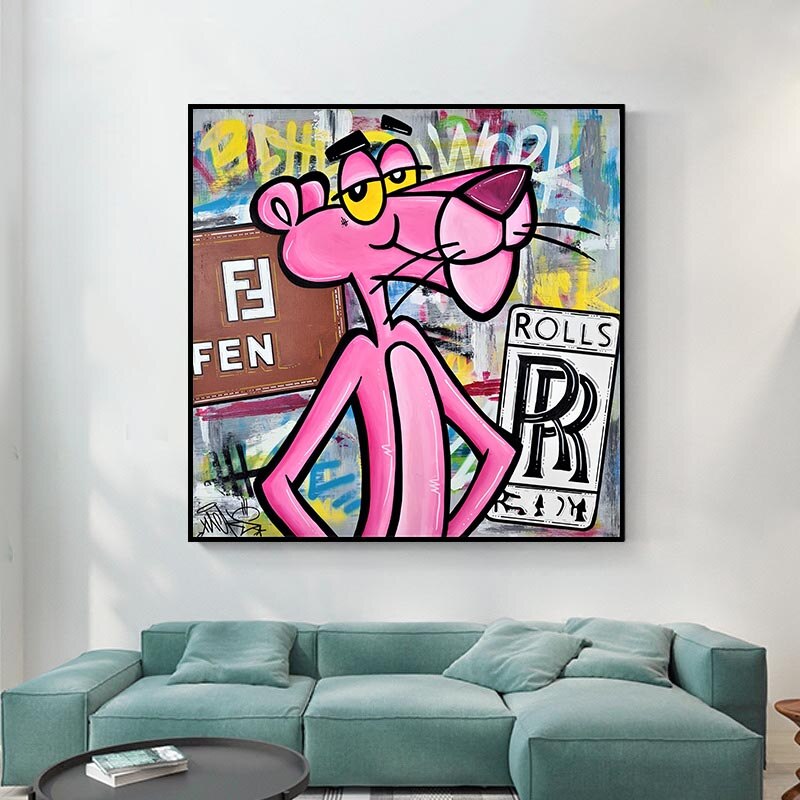Stylish Pink Panther Poster - Expressive Art Piece-MinimalisticDecor.com