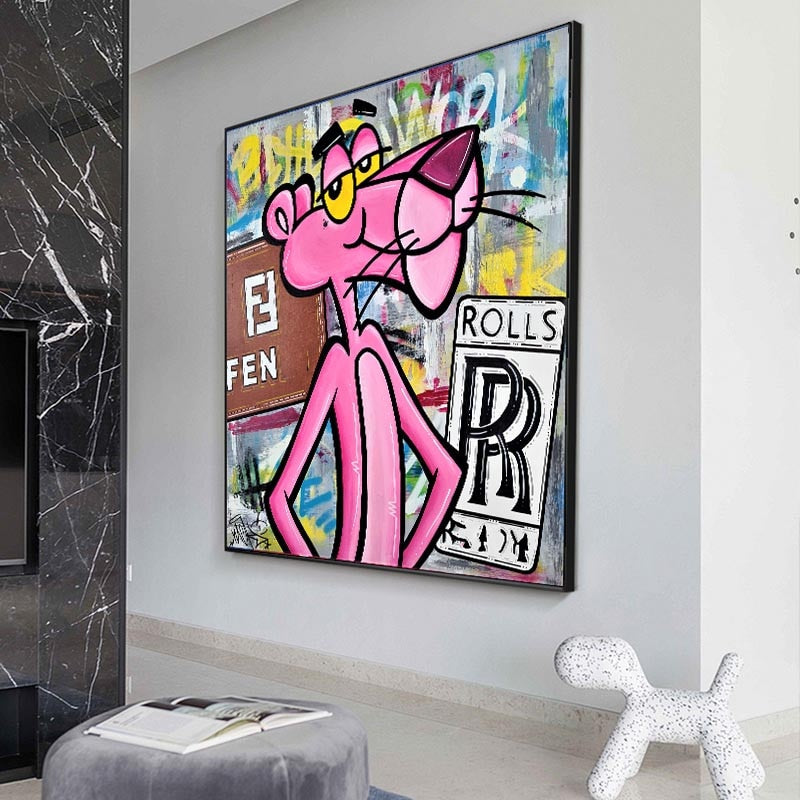 Stylish Pink Panther Poster - Expressive Art Piece-MinimalisticDecor.com
