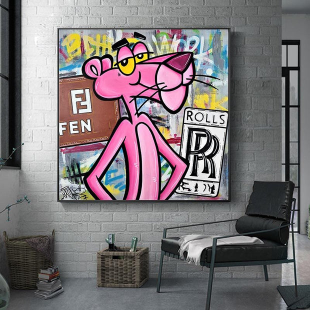 Stylish Pink Panther Poster - Expressive Art Piece-MinimalisticDecor.com