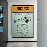 Success Price of Entry - Monopoly Canvas Wall Art-MinimalisticDecor.com
