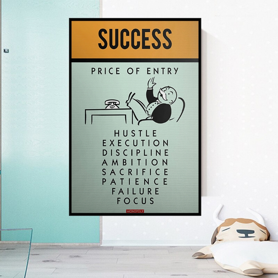 Success Price of Entry - Monopoly Canvas Wall Art-MinimalisticDecor.com
