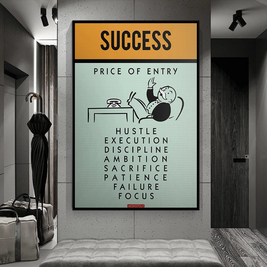 Success Price of Entry - Monopoly Canvas Wall Art-MinimalisticDecor.com