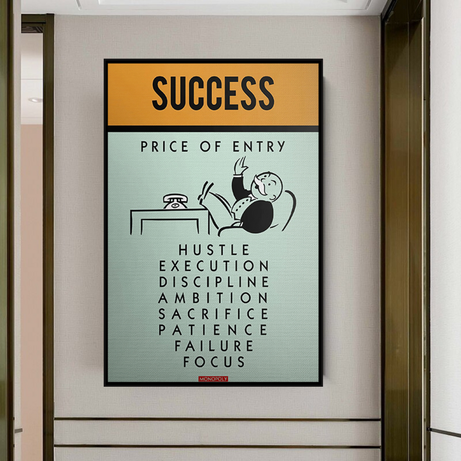 Success Price of Entry - Monopoly Canvas Wall Art-MinimalisticDecor.com