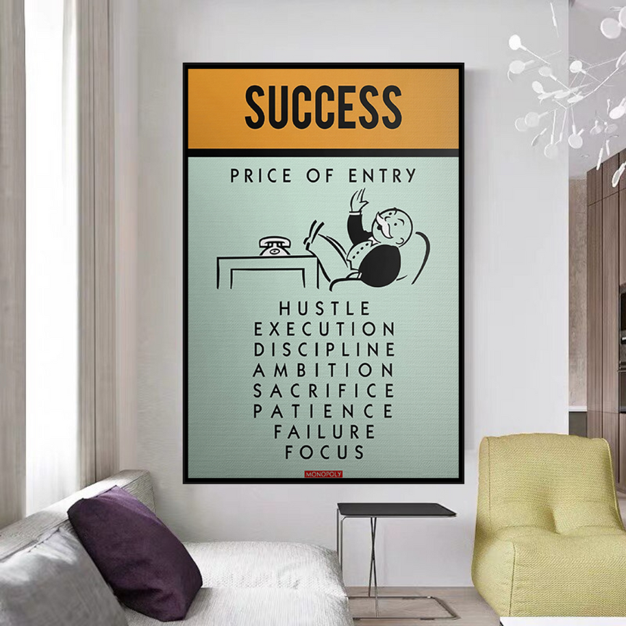 Success Price of Entry - Monopoly Canvas Wall Art-MinimalisticDecor.com